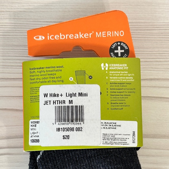 NWT Icebreaker Merino Wool Women's Medium Anatomic Hiking Socks Size 7.5-9 - Picture 3 of 3